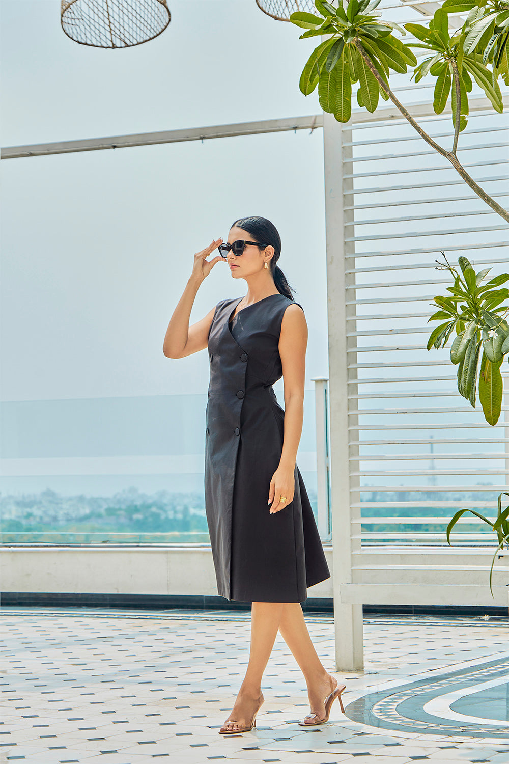 Cotton Lycra Blazer Midi Dress