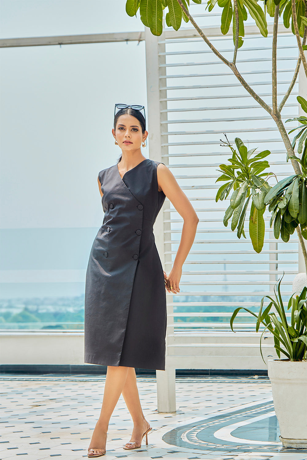 Cotton Lycra Blazer Midi Dress