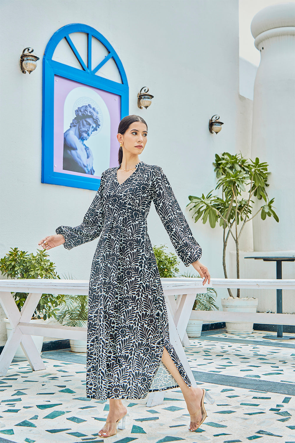 Cotton Maxi Dress With Side Slit