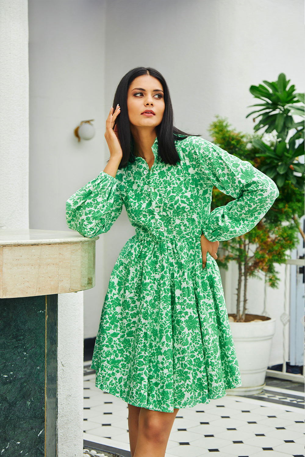 Cotton Shirt Short Dress