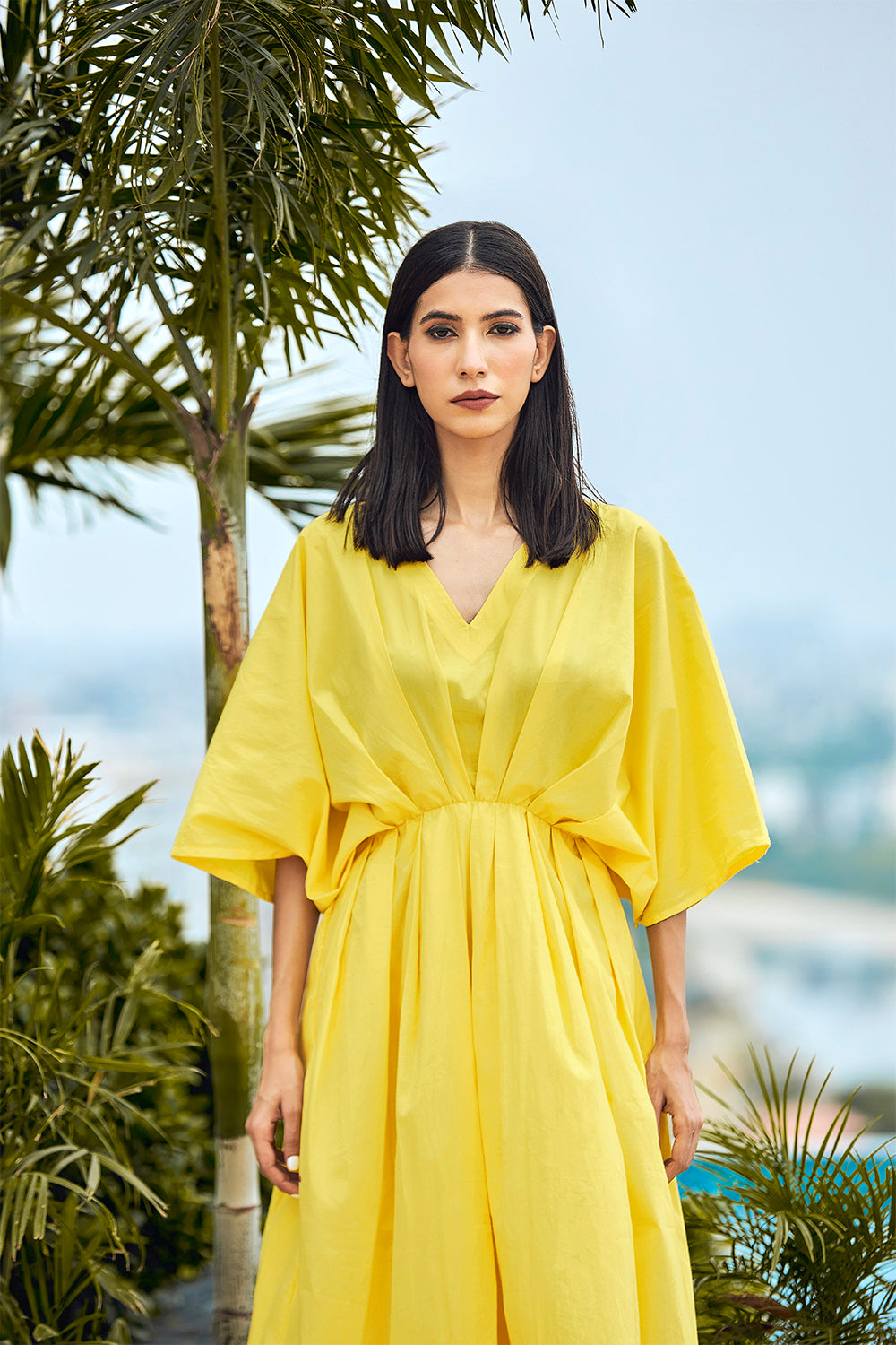 Kimono Sleeve Midi Cotton Dress