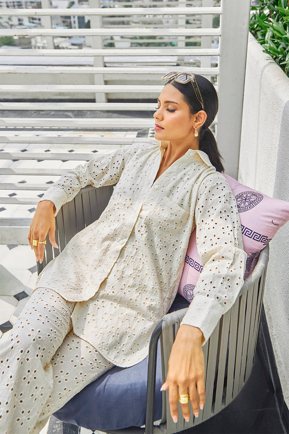 Schiffli Cotton Co-ord Set